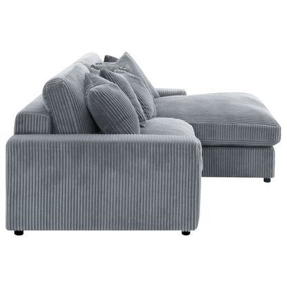 Sofá chaise longue reversible tapizado Blaine color niebla