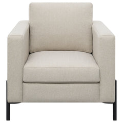 Sillón Tilly tapizado con brazos articulados en color avena
