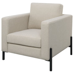 Sillón Tilly tapizado con brazos articulados en color avena
