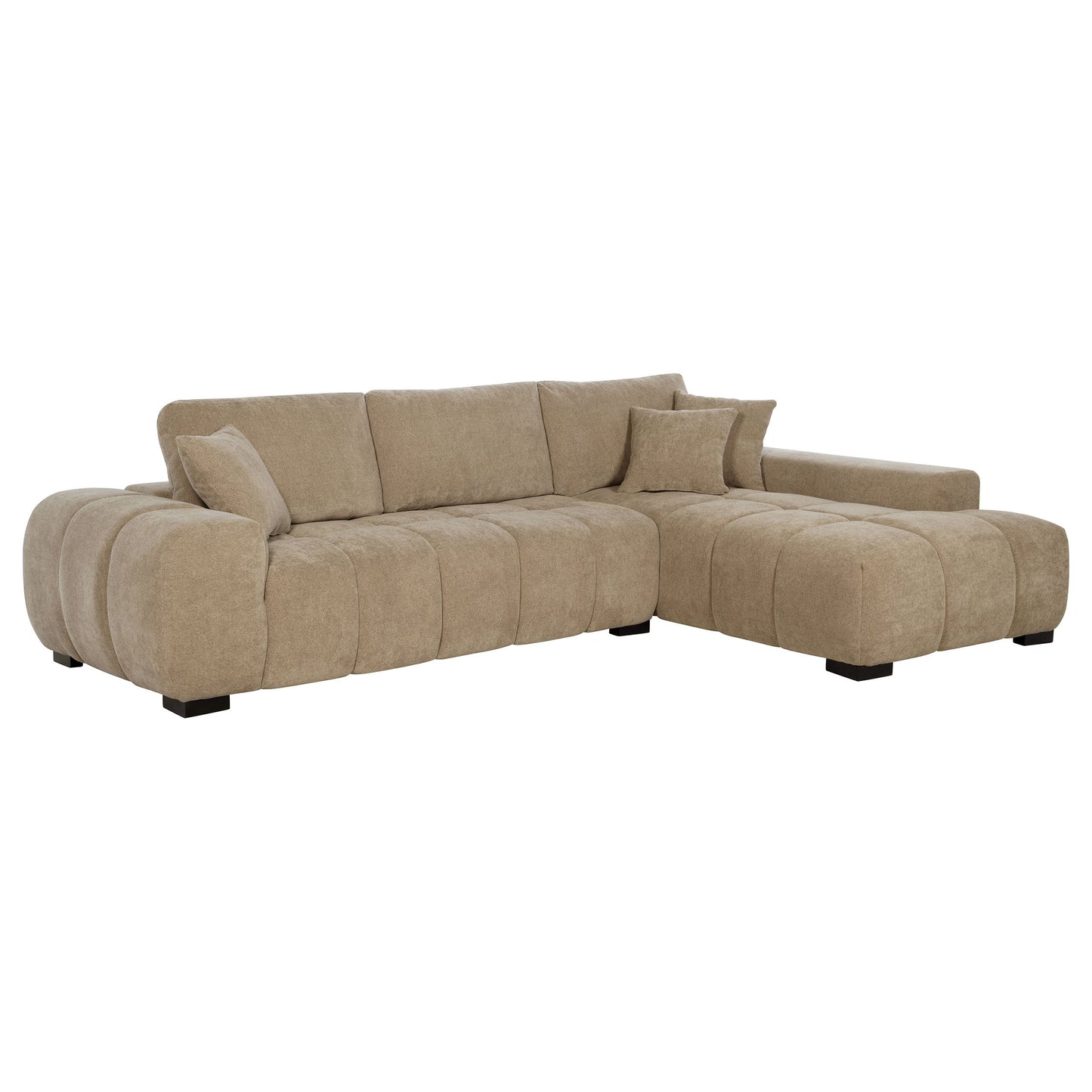 Sofá chaise longue seccional tapizado Octavia color camello