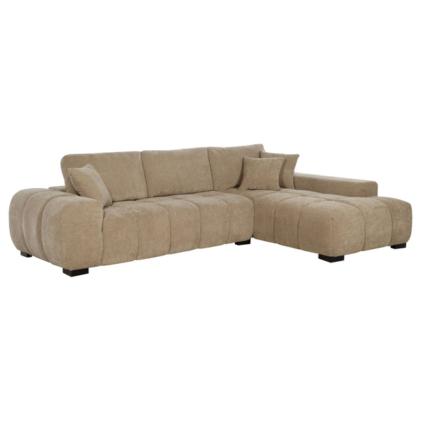 Sofá chaise longue seccional tapizado Octavia color camello