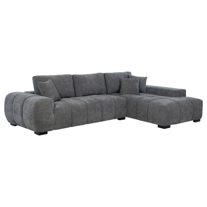 Sofá chaise longue seccional tapizado Octavia color camello