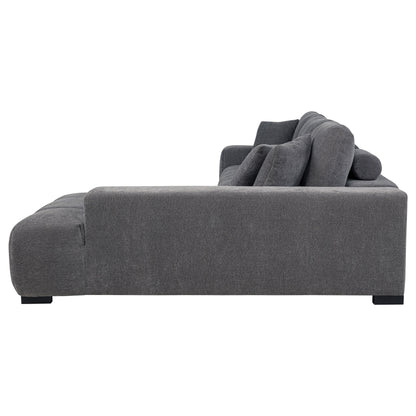 Sofá chaise longue seccional tapizado Octavia color camello