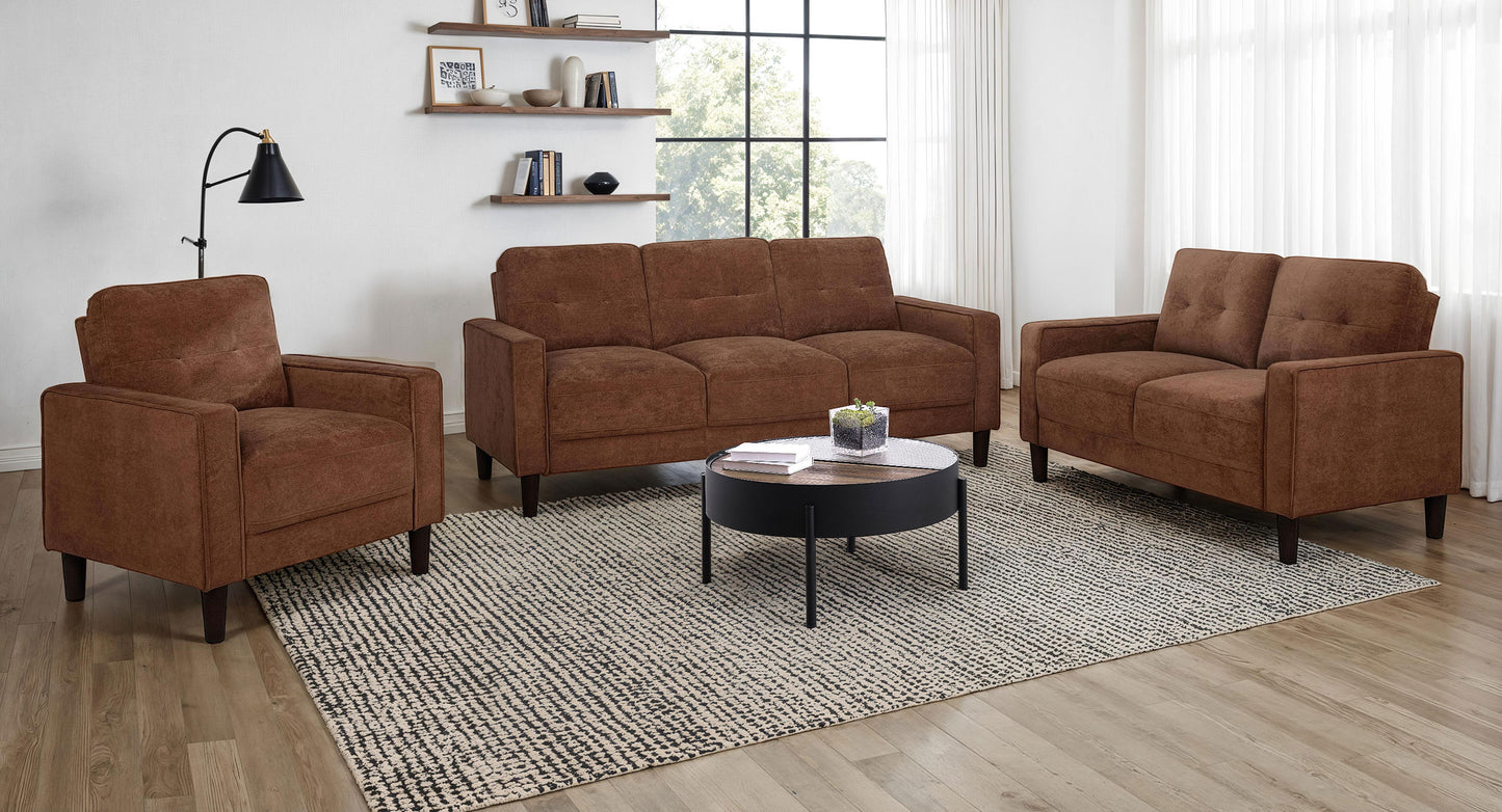 Bowen II 2-piece Fabric Upholstered Track Arm Sofa Set Rust