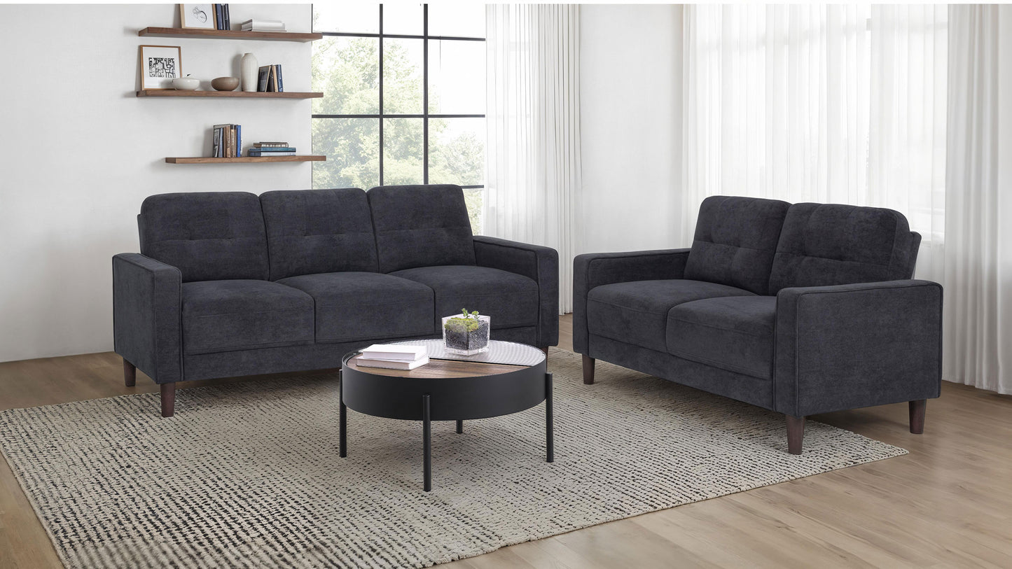 Bowen II 2-piece Fabric Upholstered Track Arm Sofa Set Rust