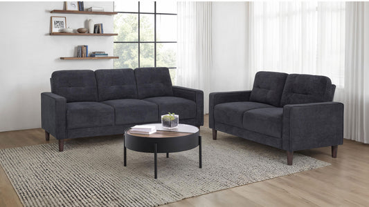 Bowen II 2-piece Fabric Upholstered Track Arm Sofa Set Rust