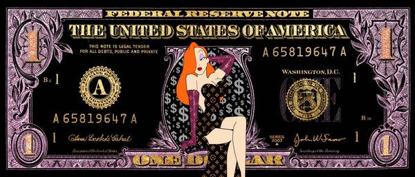 ''Jessica Rabbit Money'' Hand-painted Gloss Canvas