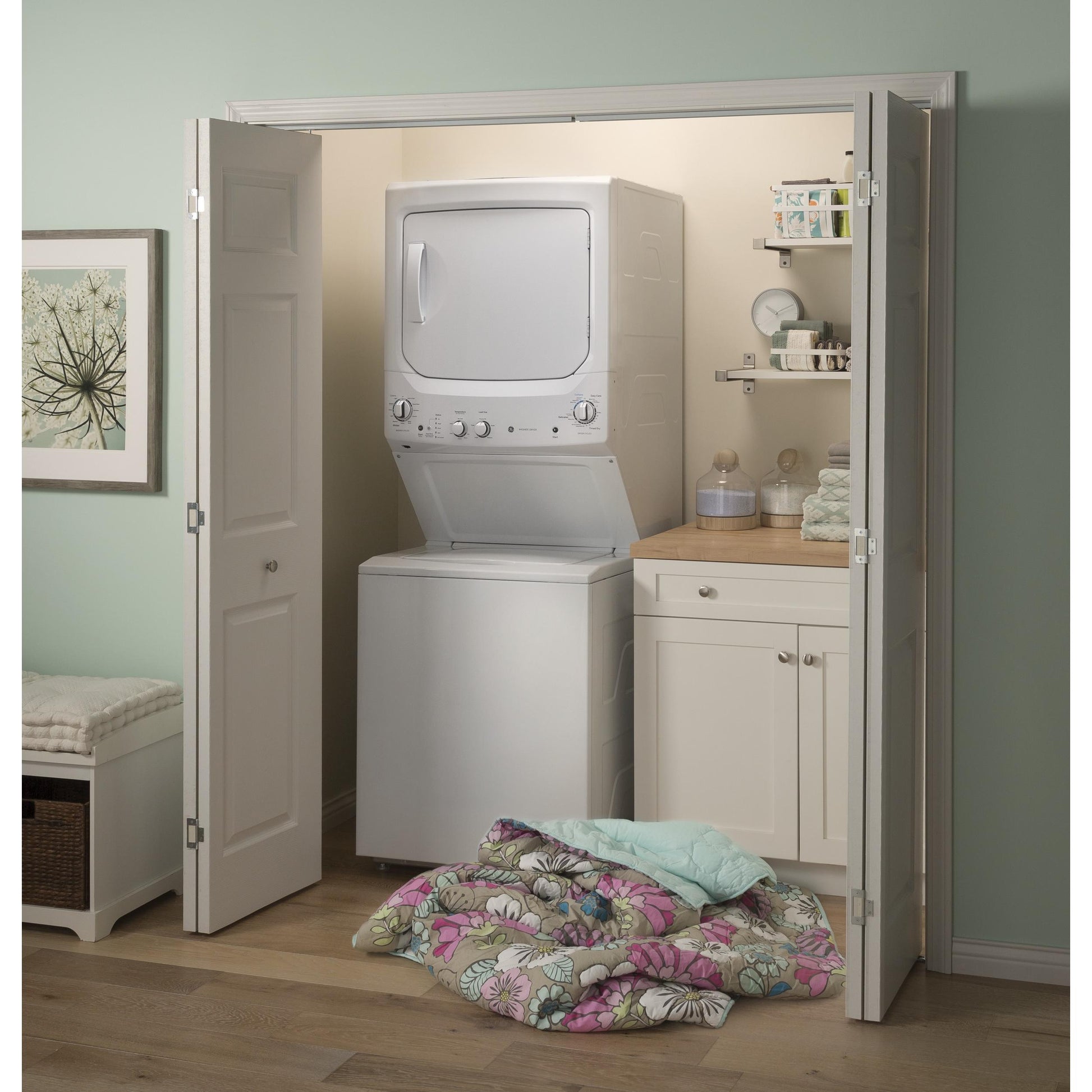  GE Stacked Washer/Dryer Electric Laundry Center GUV27ESSMWW IMAGE 11