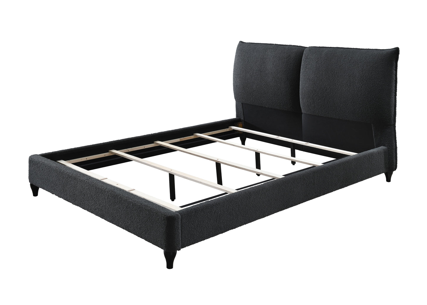 Jenn King Boucle Bed - Charcoal