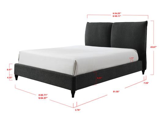 Jenn King Boucle Bed - Charcoal