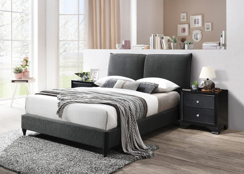 Jenn King Boucle Bed - Charcoal