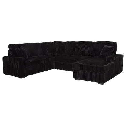 Devonshire Sleeper Sectional Sofa Storage Chaise Black
