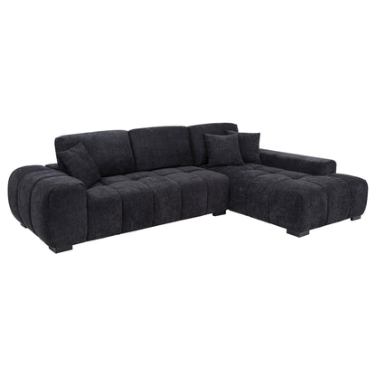 Octavia Fabric Upholstered Track Arm Sectional Sofa Black