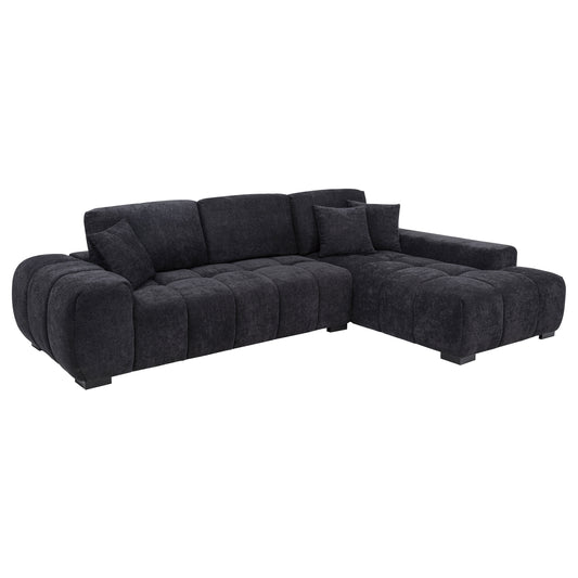 Octavia Fabric Upholstered Track Arm Sectional Sofa Black