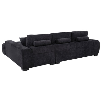 Octavia Fabric Upholstered Track Arm Sectional Sofa Black