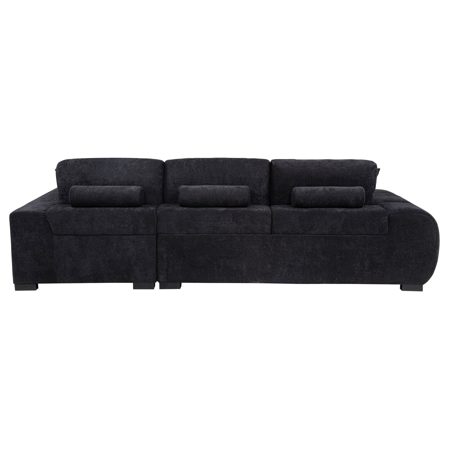 Octavia Fabric Upholstered Track Arm Sectional Sofa Black