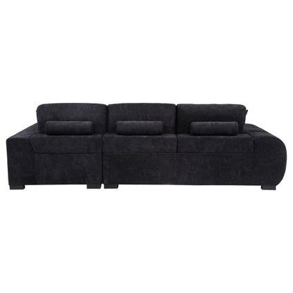 Octavia Fabric Upholstered Track Arm Sectional Sofa Black