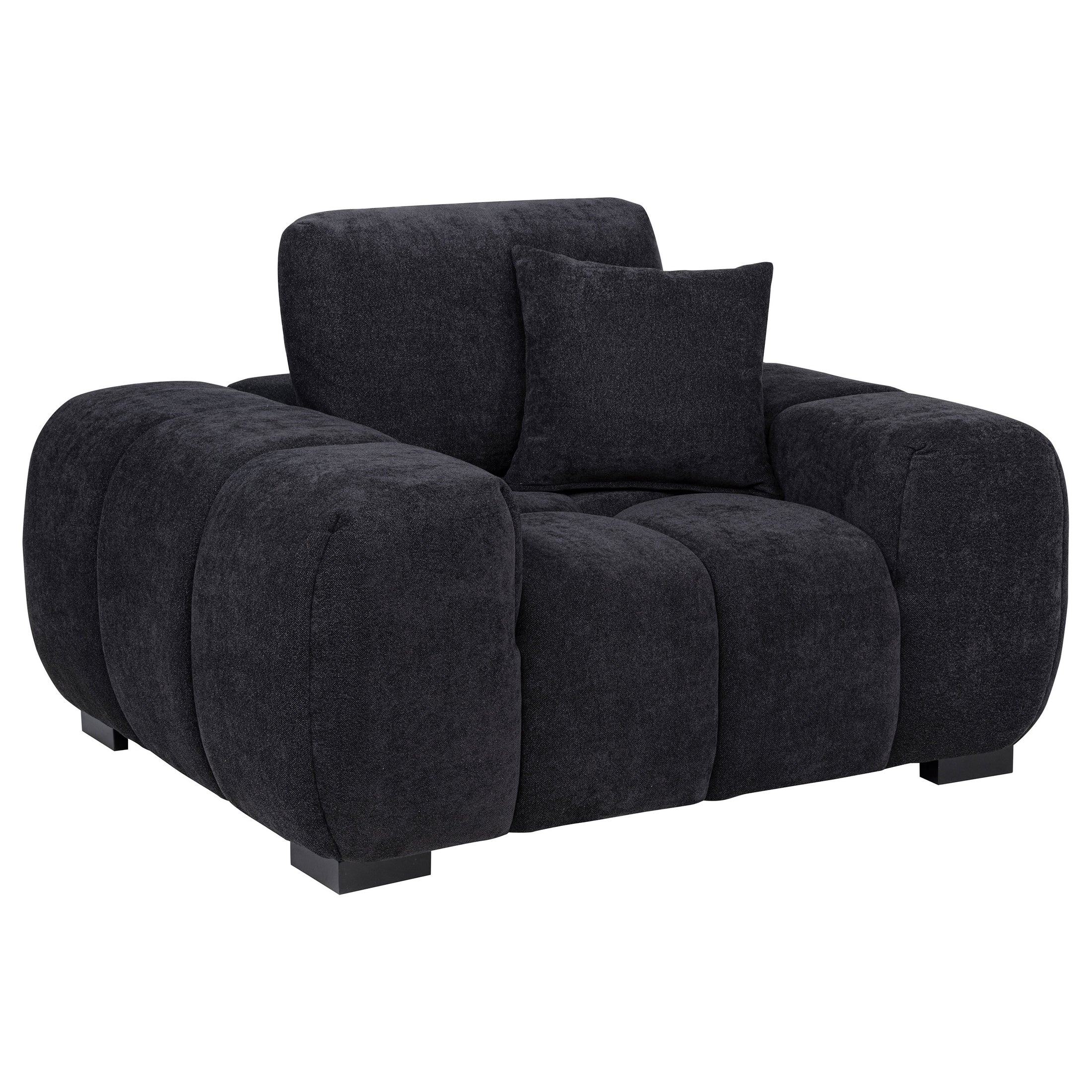 Octavia Fabric Upholstered Track Arm Accent Chair Black