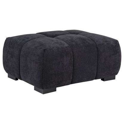 Octavia Fabric Rectangular Upholstered Ottoman Black