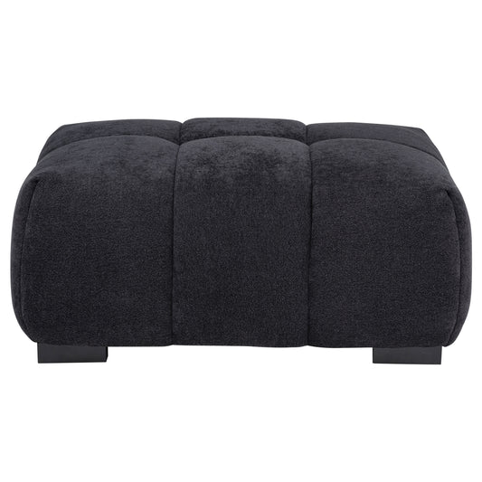Octavia Fabric Rectangular Upholstered Ottoman Black