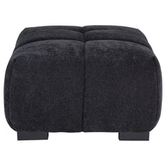 Octavia Fabric Rectangular Upholstered Ottoman Black