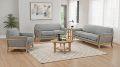 Vaughn Fabric Upholstered Flared Arm Sofa Set Grey