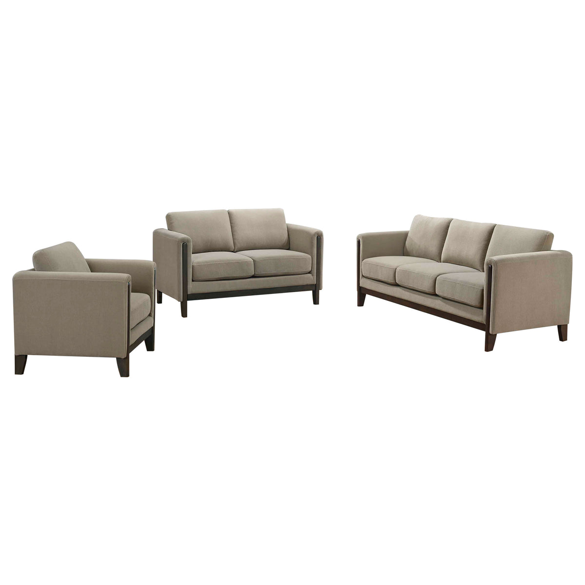 Islington Upholstered Panel Arm Sofa Set Taupe