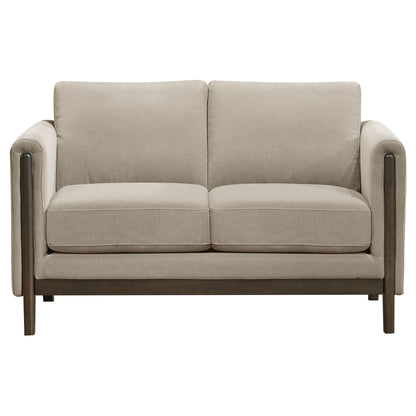 Islington Fabric Upholstered Panel Arm Loveseat Taupe