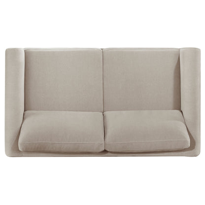 Islington Fabric Upholstered Panel Arm Loveseat Taupe