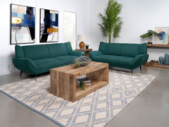 Conjunto de sofá con brazos acampanados tapizado Acton en azul verdoso