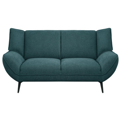Acton Upholstered Flared Arm Sofa Set Teal Blue