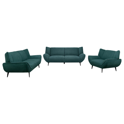 Acton Upholstered Flared Arm Sofa Set Teal Blue
