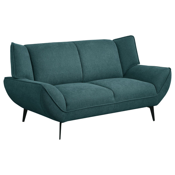 Loveseat con brazos acampanados tapizado Acton en azul verdoso
