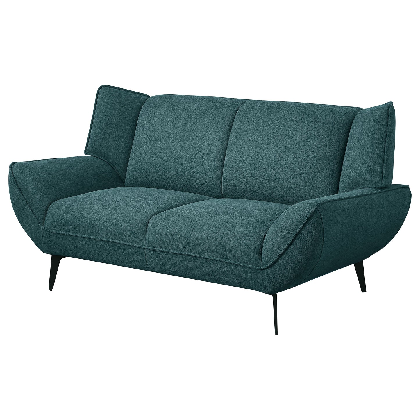 Loveseat con brazos acampanados tapizado Acton en azul verdoso