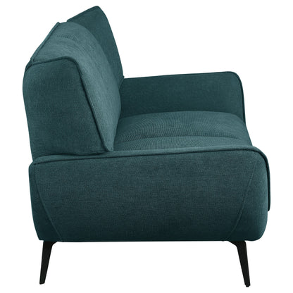 Loveseat con brazos acampanados tapizado Acton en azul verdoso