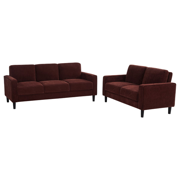 Ruth  Fabric Upholstered Track Arm Sofa Rust Red