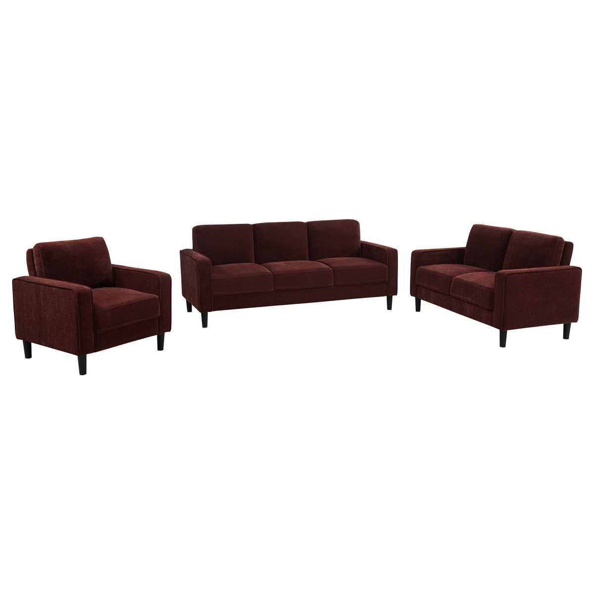 Ruth  Fabric Upholstered Track Arm Sofa Rust Red