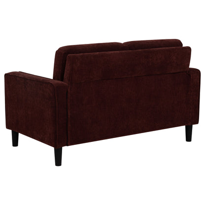 Ruth Fabric Upholstered Track Arm Loveseat Rust Red