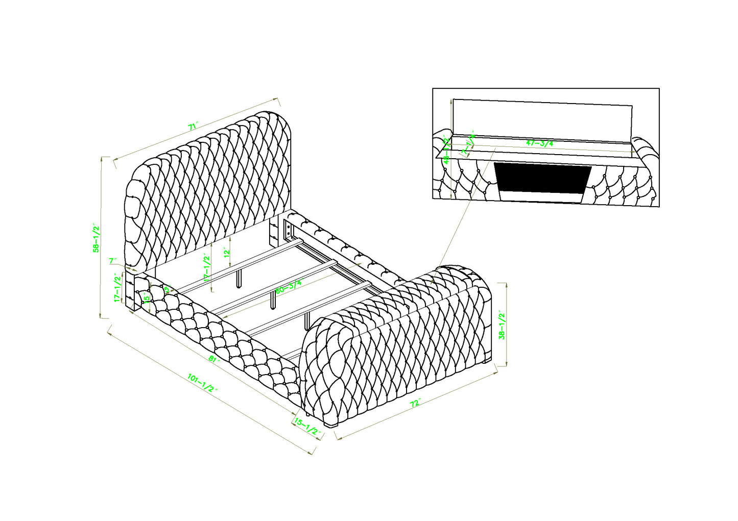 Natalia Bed Grey