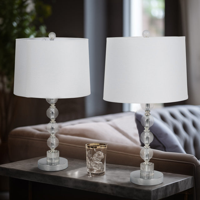 S/2 22" Crystal Table Lamp, Silver