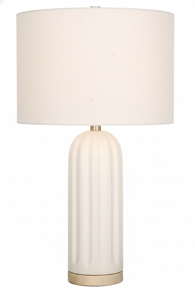 26" Ceramic Ivory Table Lamp