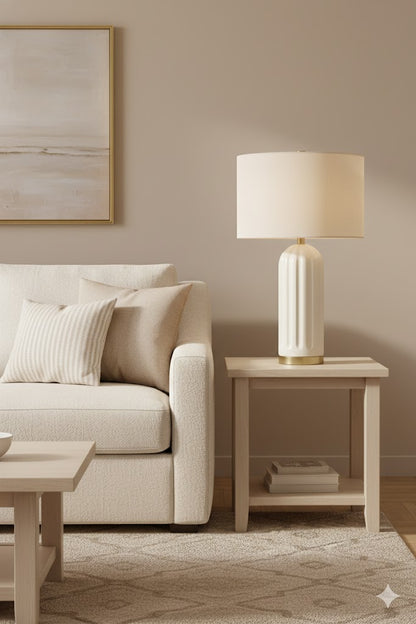 26" Ceramic Ivory Table Lamp