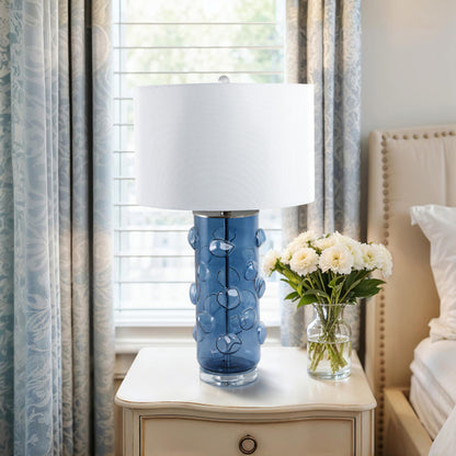 29x17" Glass Bubbles Table Lamp, Blue