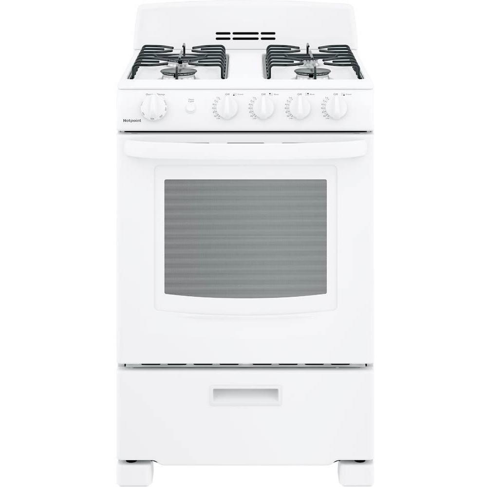  Hotpoint 24-inch Freestanding Gas Range with 4 Sealed Burners RGAS300DMWW IMAGE 1