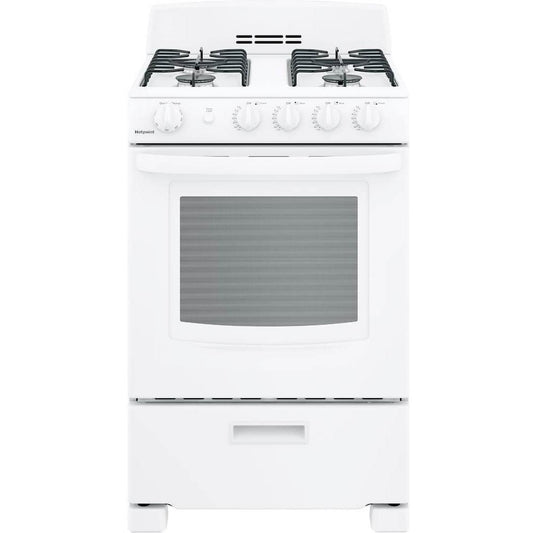  Hotpoint 24-inch Freestanding Gas Range with 4 Sealed Burners RGAS300DMWW IMAGE 1