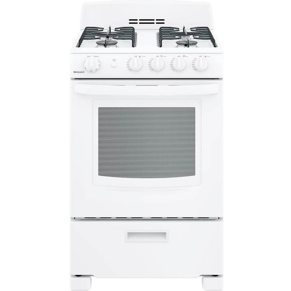Hotpoint 24-inch Freestanding Gas Range with 4 Sealed Burners RGAS300DMWW