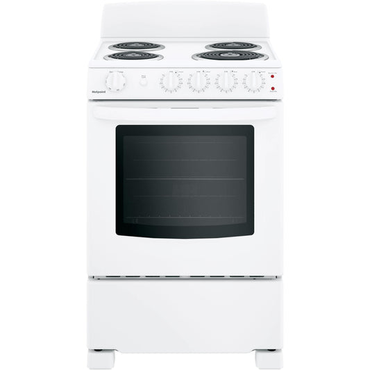 Hotpoint 24-inch Freestanding Electric Range RAS240DMWW IMAGE 1