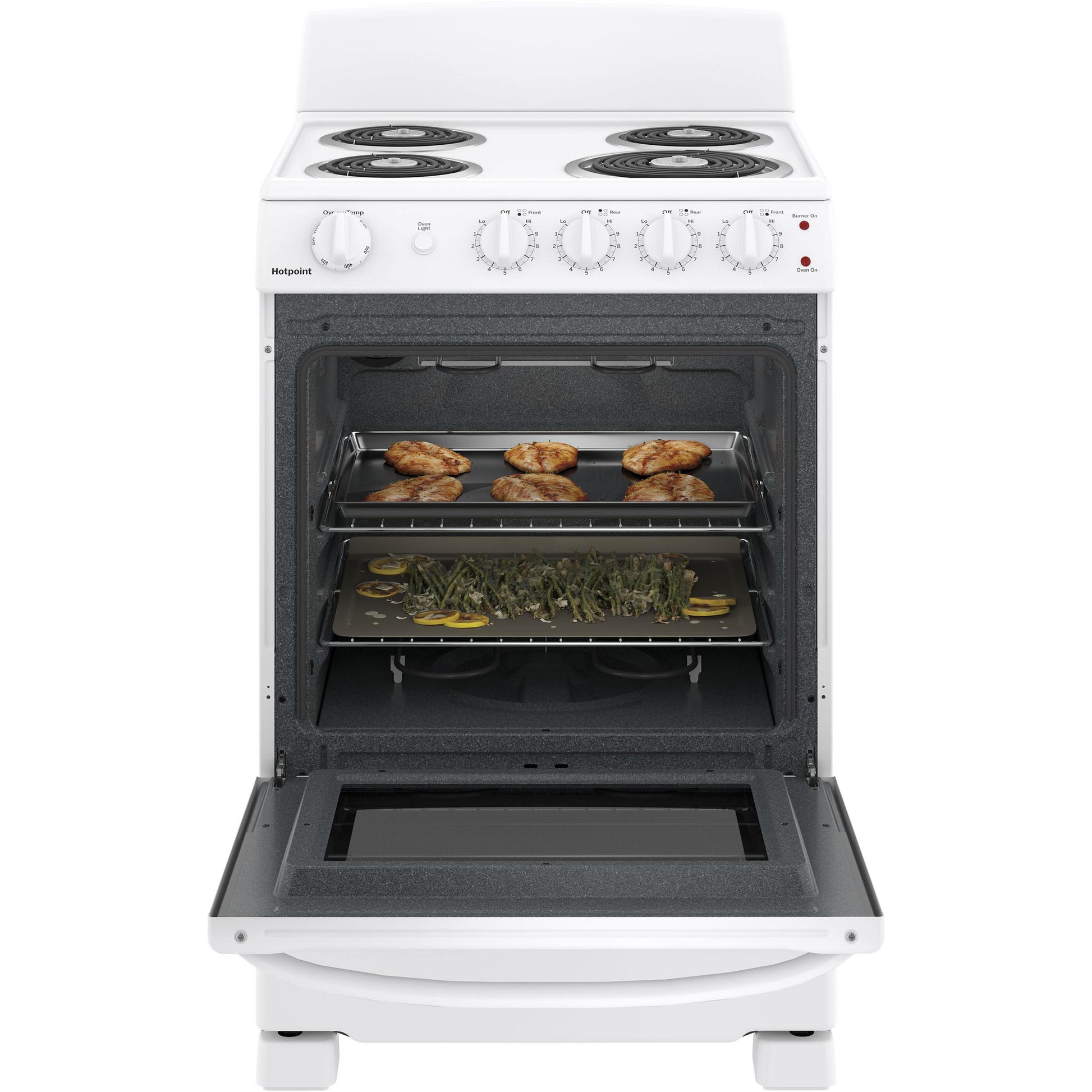  Hotpoint 24-inch Freestanding Electric Range RAS240DMWW IMAGE 2
