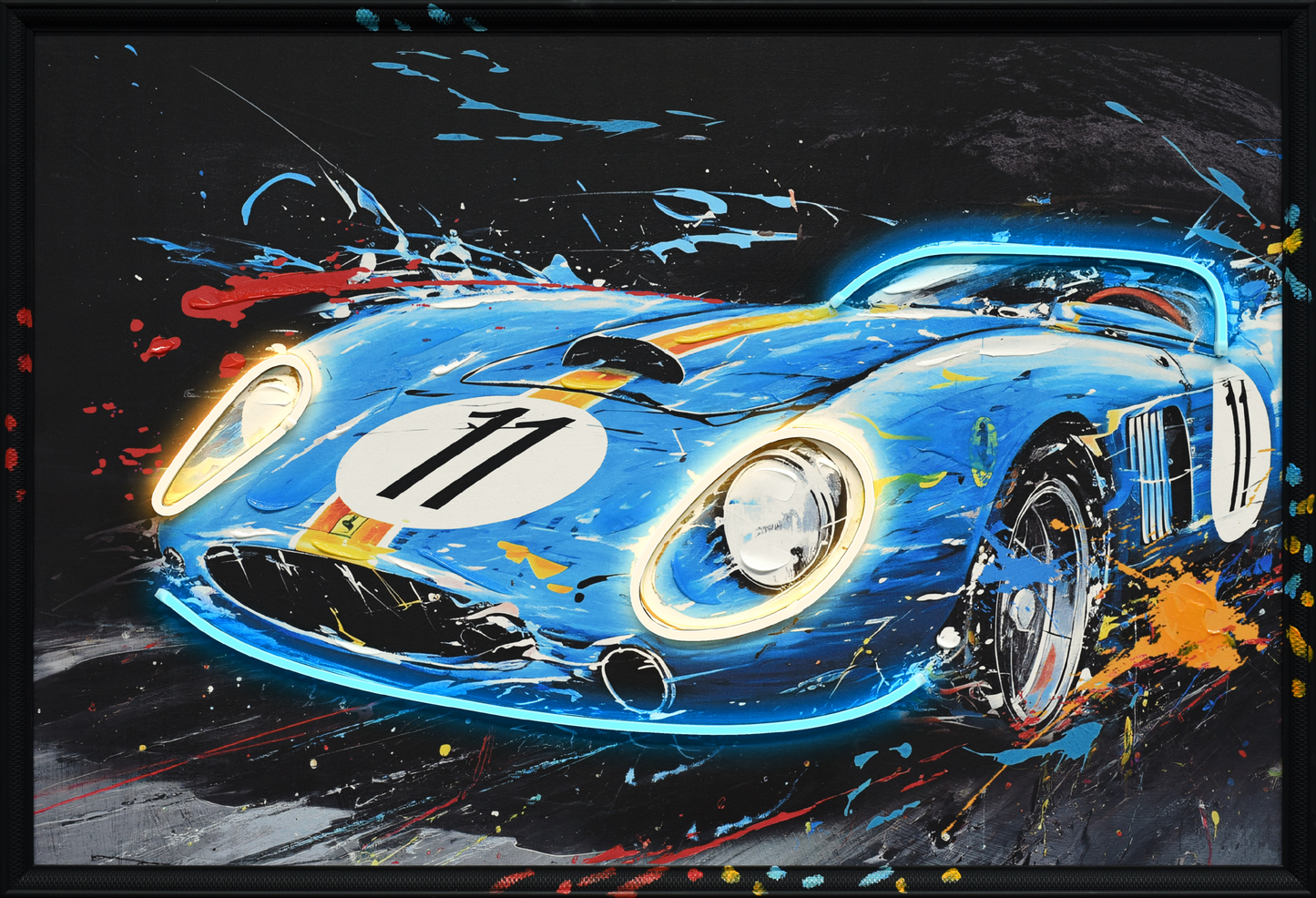 Neon Racer Hand-embellished LED in Frame