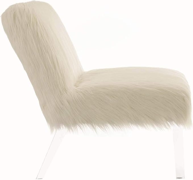 Faux Sheepskin Accent Chair White & Clear